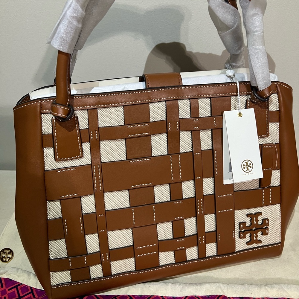 Tory Burch McGraw Canvas Woven Satchel
